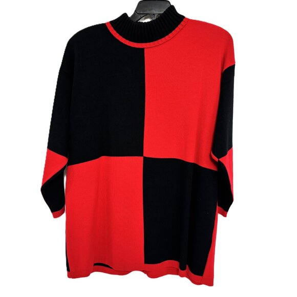 Fitting Image Red Black Sweater 80’s Vintage Size 22/24 - Picture 2 of 10